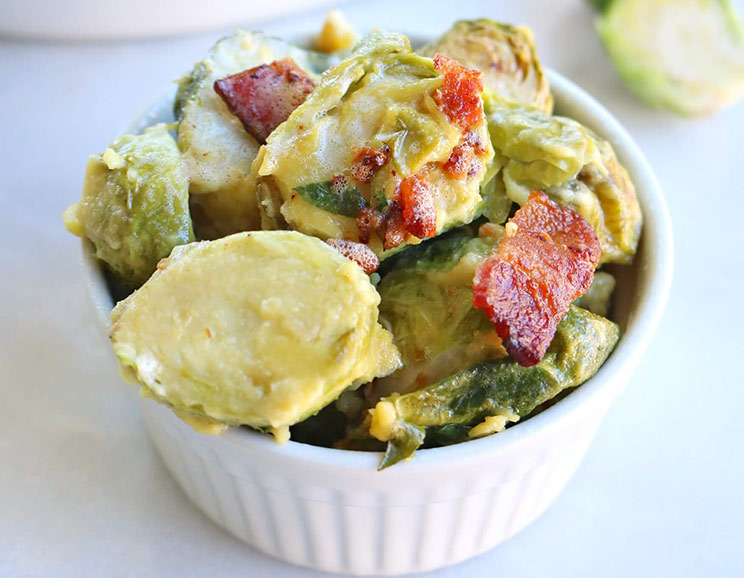 Baked Bacon Brussels Sprouts Au Gratin